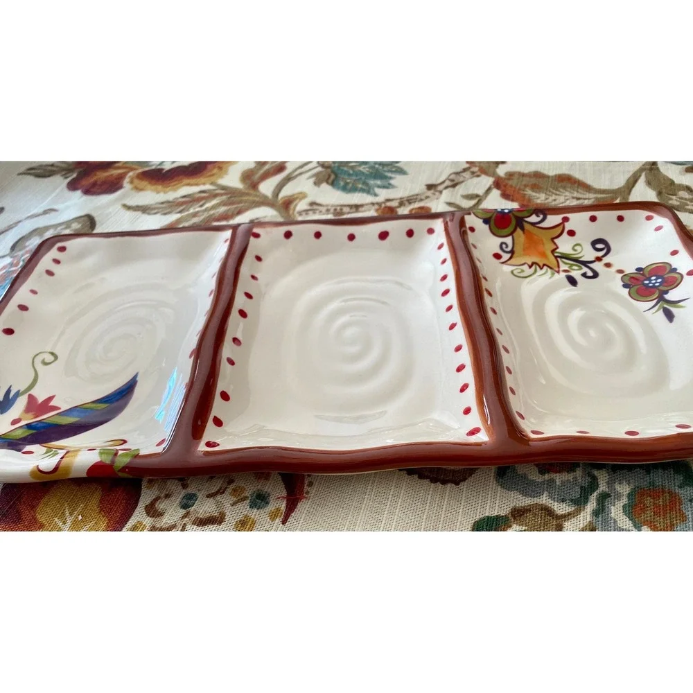 Lizette 3-Section Serving Tray: Tabletops Gallery Floral Palette‎
